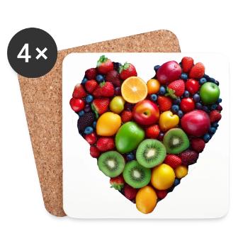 Cœur de fruit - Dessous de verre (lot de 4) - blanc - Devant