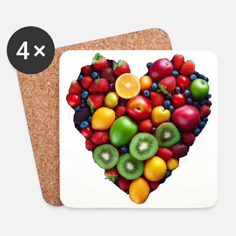 Fruit Heart - Coasters (set of 4) - white
