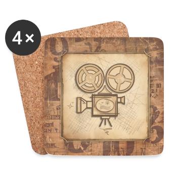 Vintage Filmprojektor Film Regisseur Schauspieler - Untersetzer (4er-Set) - Weiß - Vorne