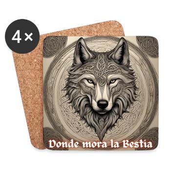 Où habite la bête : le loup celtique - Dessous de verre (lot de 4) - blanc - Devant