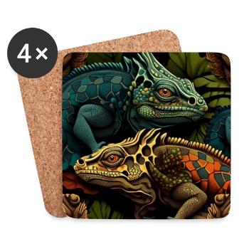 Leguan-Duo - Untersetzer (4er-Set) - Weiß - Vorne