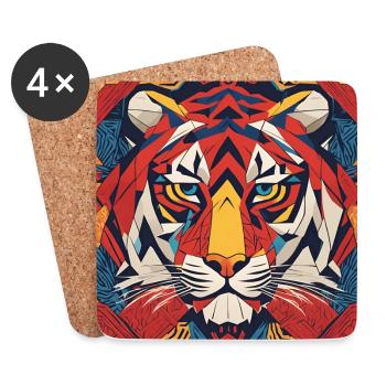 Tigre éclatant - Dessous de verre (lot de 4) - blanc - Devant