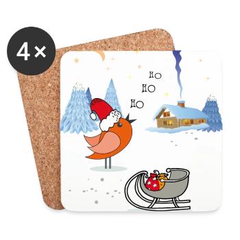 Sapin de Noël - Dessous de verre (lot de 4) - blanc - Devant
