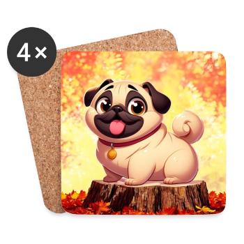 Pug 3 - Coasters (set of 4) - white - Front