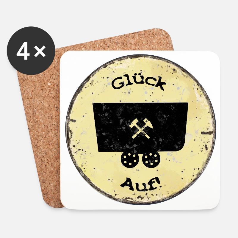 Lore on antique shield Glück Auf - Coasters (set of 4) - white