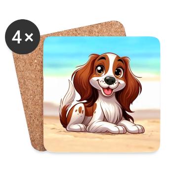 Brittany Spaniel 2 - Coasters (set of 4) - white - Front