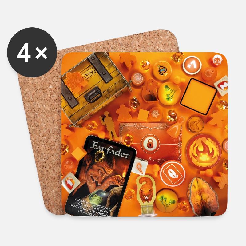 GAMES • ORANGE - Coasters (set of 4) - white
