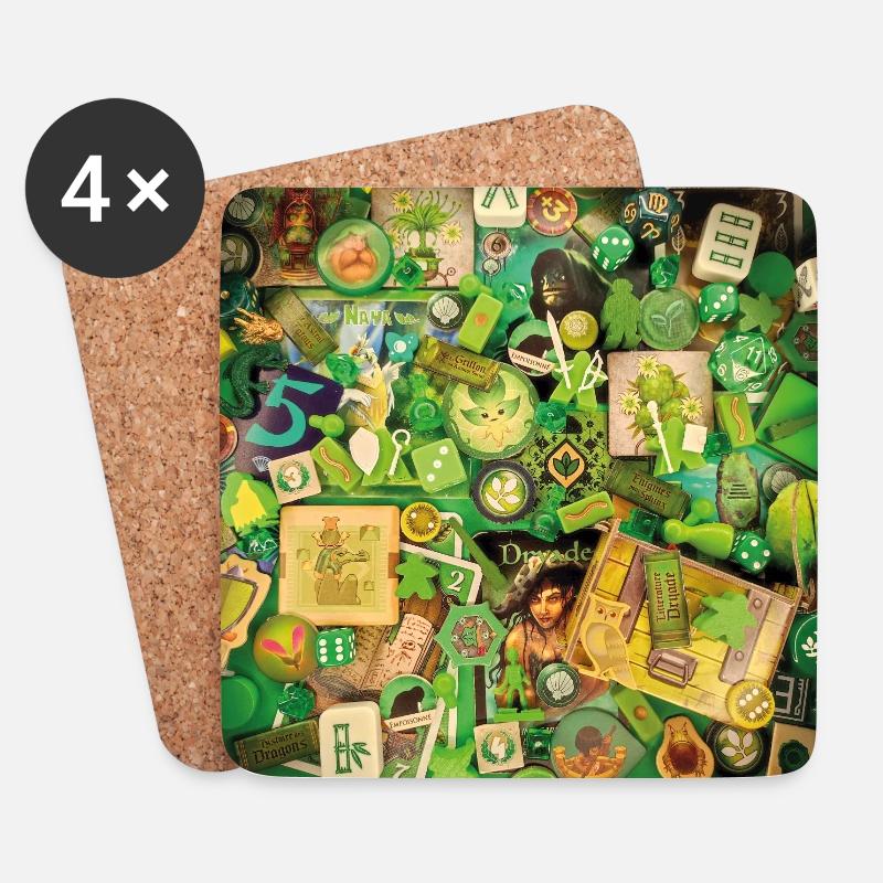 JEUX • VERT - Dessous de verre (lot de 4) - blanc