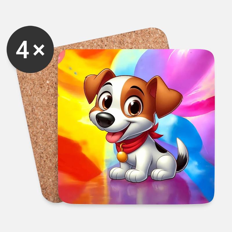 fox terrier 5 - Dessous de verre (lot de 4) - blanc