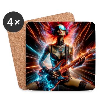 Cyberpunk-Rocker - Untersetzer (4er-Set) - Weiß - Vorne