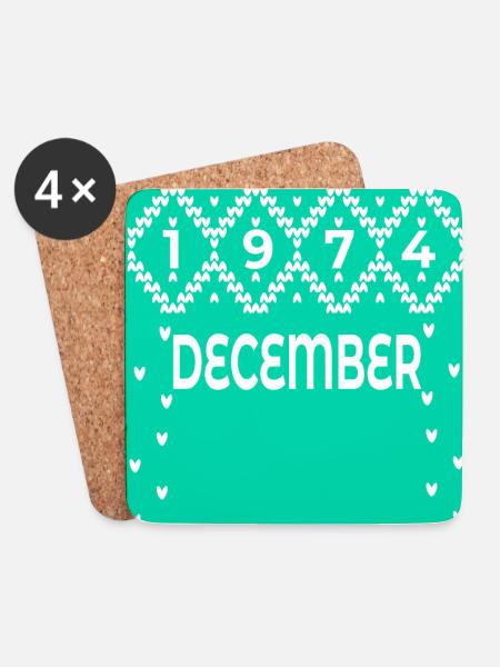 WINTER, 52. GEBURTSTAG DEZEMBER 1974 - Untersetzer (4er-Set) - Weiß