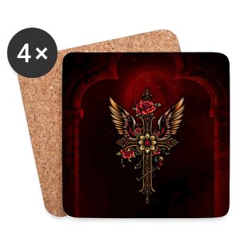 Ein elegantes Kreuz - Untersetzer (4er-Set) - Weiß - Vorne
