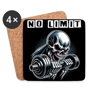 No Limit Workout Bodybuilding Skull mit Hantel - Untersetzer (4er-Set) - Weiß - Vorne