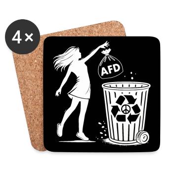 FCK AFD - Gegen Rechts - halte deine umwelt sauber - Untersetzer (4er-Set) - Weiß - Vorne