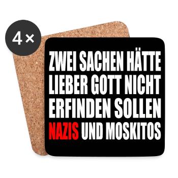 gegen nazis - Gegen Rechts - moskitos - Untersetzer (4er-Set) - Weiß - Vorne