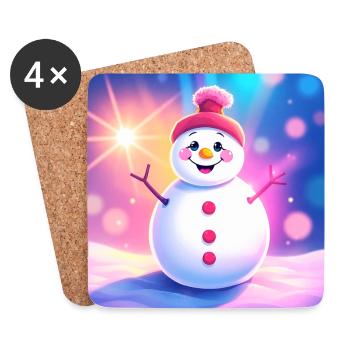 Mignon bonhomme de neige - Dessous de verre (lot de 4) - blanc - Devant