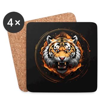 Hissing tiger big cat - Coasters (set of 4) - white - Front