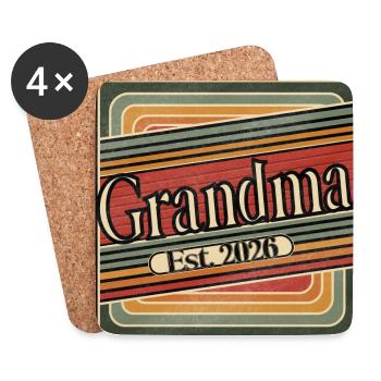 Grandma Est. 2026 – Retro Geschenk für Neue Omas - Untersetzer (4er-Set) - Weiß - Vorne