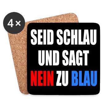 be smart and say no to blue - fck afd - Coasters (set of 4) - white - Front