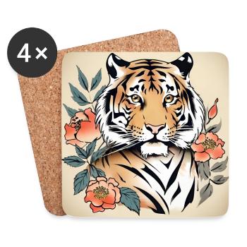 Tiger tattoo - Coasters (set of 4) - white - Front