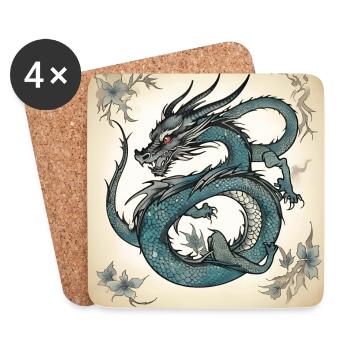 Das Tattoo eines Vintage-Drachen - Untersetzer (4er-Set) - Weiß - Vorne