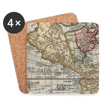 Carte de l’Amérique mexicaine Vintage - Dessous de verre (lot de 4) - blanc - Devant