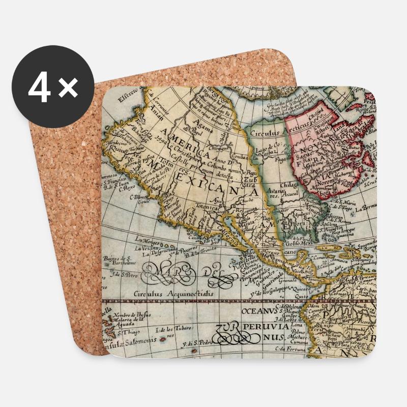 Mexikanisch Amerika Karte Vintage - Untersetzer (4er-Set) - Weiß