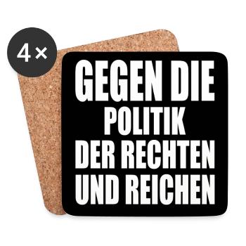 gegen die politik der rechten und reichen - Untersetzer (4er-Set) - Weiß - Vorne