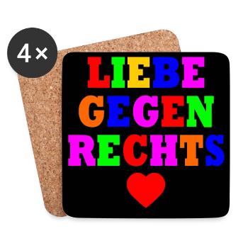 Liebe gegen rechts - Untersetzer (4er-Set) - Weiß - Vorne