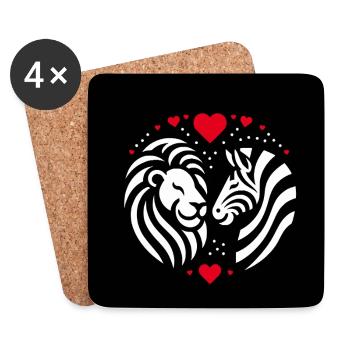 Leo and Zebra Love and Friendship - Coasters (set of 4) - white - Front