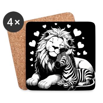 Leo et Zèbre Amour et amitié - Dessous de verre (lot de 4) - blanc - Devant