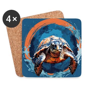sea turtle in watercolor technique - Coasters (set of 4) - white - Front