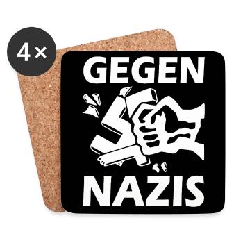 Gegen nazis - Untersetzer (4er-Set) - Weiß - Vorne