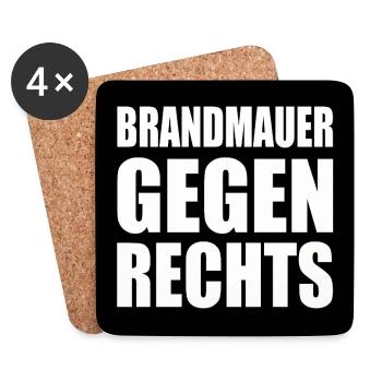brandmauer gegen rechts - Untersetzer (4er-Set) - Weiß - Vorne
