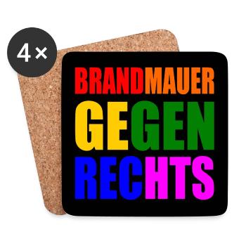 brandmauer gegen rechts - Untersetzer (4er-Set) - Weiß - Vorne