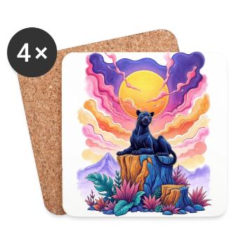 Panther au sommet - Dessous de verre (lot de 4) - blanc - Devant
