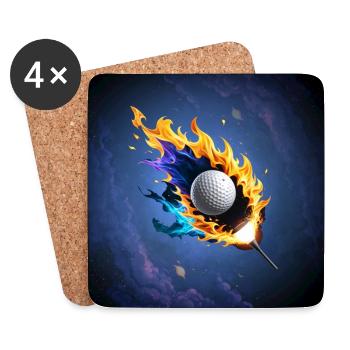 Flaming Intensity: Der Golfball in Aktion. - Untersetzer (4er-Set) - Weiß - Vorne
