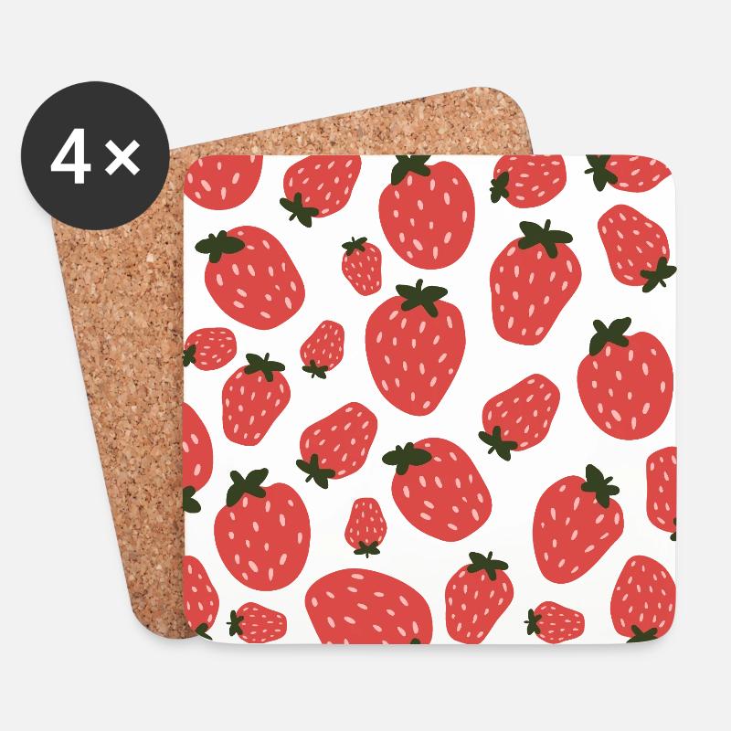 Fraises sucrées - Dessous de verre (lot de 4) - blanc