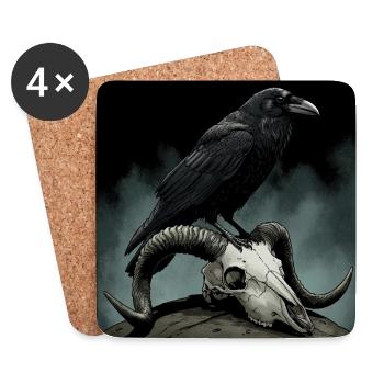 Mystic Raven - Untersetzer (4er-Set) - Weiß - Vorne