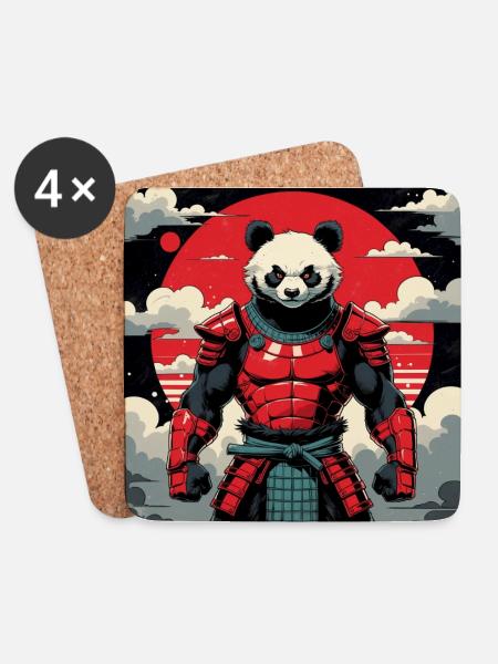 Samurai Panda Warrior - Coasters (set of 4) - white