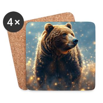 Krafttier Braunbär - Untersetzer (4er-Set) - Weiß - Vorne