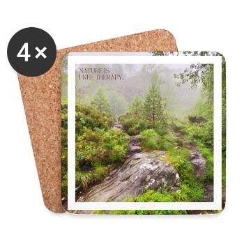 Nature is free therapy. Nature is free.. - Coasters (set of 4) - white - Front