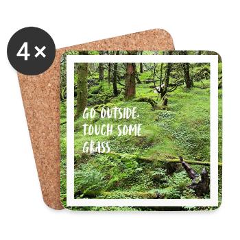 Go outside, touch some grass. Go outside... - Coasters (set of 4) - white - Front