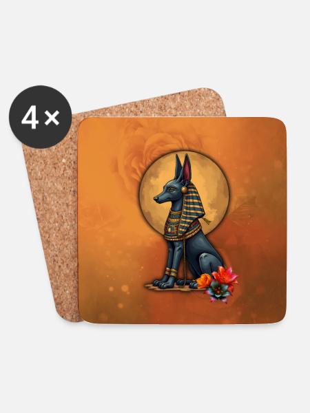 Anubis im Mondlicht. - Untersetzer (4er-Set) - Weiß