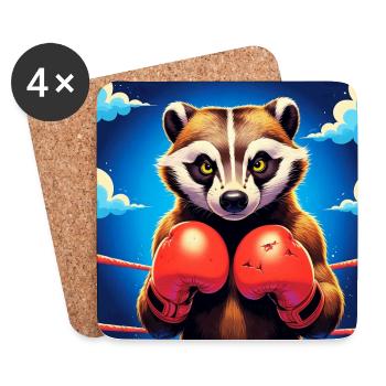 Boxen Waschbär Illustration - Untersetzer (4er-Set) - Weiß - Vorne