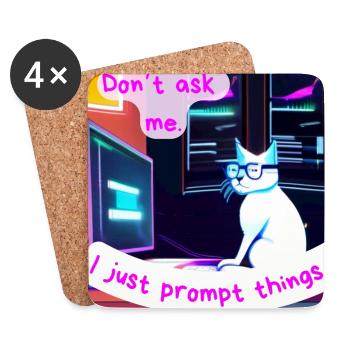 Frag mich nicht, ich fordere nur Dinge auf – Grumpy AI Cat - Untersetzer (4er-Set) - Weiß - Vorne