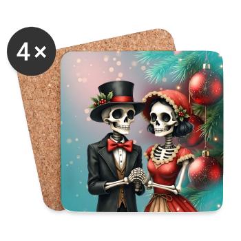 Weihnachtsromantik der Knochen. - Untersetzer (4er-Set) - Weiß - Vorne