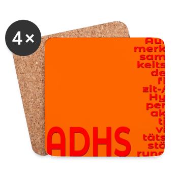 ADHS FOKUS KONZENTRATION - Untersetzer (4er-Set) - Weiß - Vorne