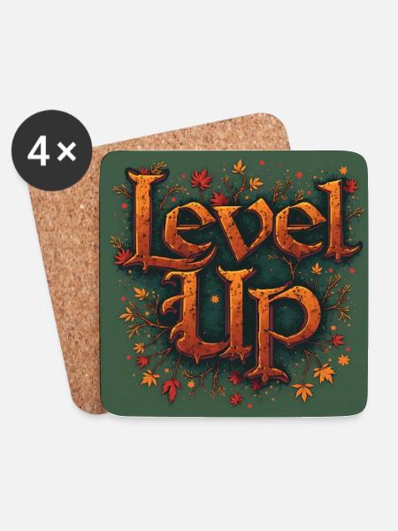 Level Up - Untersetzer (4er-Set) - Weiß
