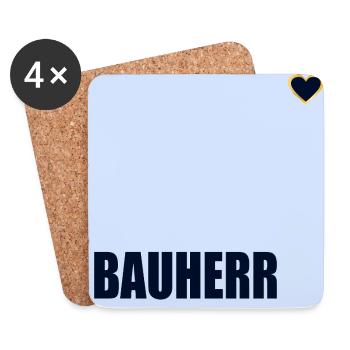 HAUSBAU BAUHERR HERZ - Untersetzer (4er-Set) - Weiß - Vorne